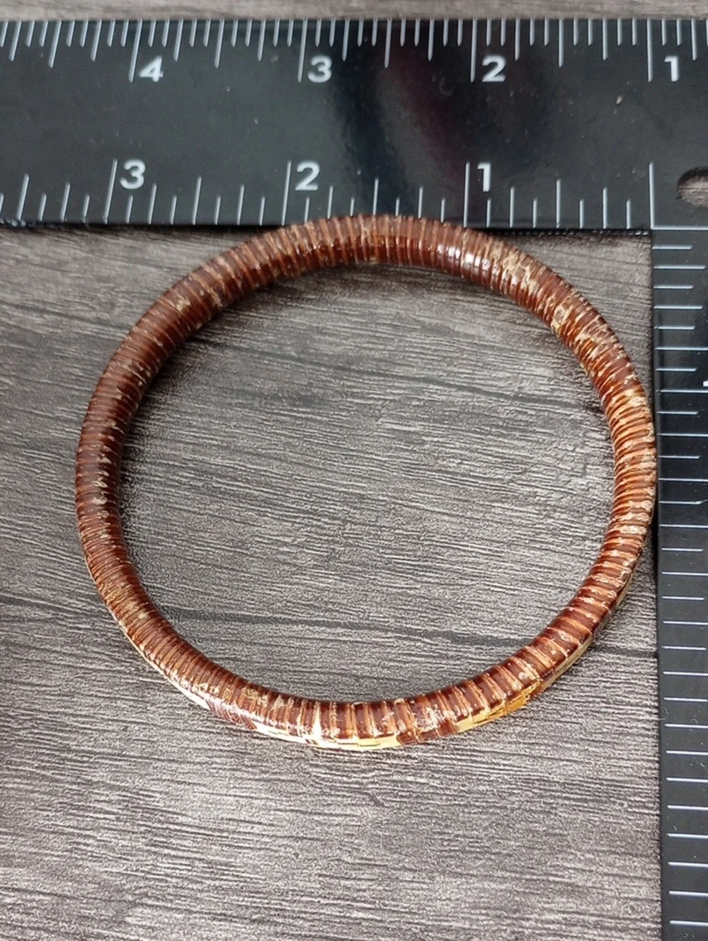 Woven Brown and Cream Bangle Bracelet B1010